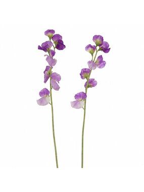 Purple Sweet Pea Flower Stems Faux Floral Spray Cottagecore Wedding Decor Rustic